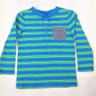 Cat & Jack Boys Toddler Green/Blue Striped Long Sleeve T-Shirt Sz 2T