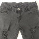 Hype Womens Junior Petite Straight Leg Distressed Black Jeans 27"x 29" Size 5