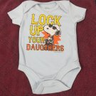 Peanuts Boy's Toddler Baby Blue One Piece "Lock Up Your Daughters" Sz 0-3M
