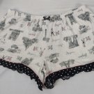 Layla Women's Sleepwear Shorts White/Black Elastic Waist Sz Med Juniors