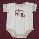 Carters Boys Toddler One Piece Short Sleeve White/Tan "Property of Mom" Sz 3M