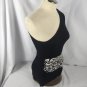 Misope Women's One Shoulder Top Black/Leopard Print Size Small
