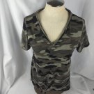 The Sweatshirt Project Womens V-Neck Camo Black/Green T-Shirt Sz Small