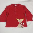 Le Top Toddler Boy's Red Long Sleeve Shirt "Reindeer" Size 2T