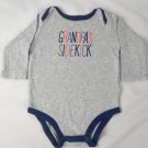 Carters Boy's Infant Long Sleeve One Piece Gray/Blue Grandpas Sidekick Sz 9M
