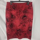 NYCC Women's Slip-on Skirt Elastic Waistband Maroon w/Black Floral Size Medium