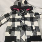 Justice Girls Hooded Heavyweight Coat Black/White Checkered Size 8/10