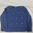 Old Navy Girls Pullover Top Blue Embellished Long Sleeve Size 10/12