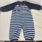 Carters Boy's Infant Blue Long Sleeve Fleece One Piece "Trains" Size 12 Months