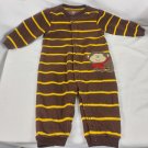 Carters Boy's Infant Brown/ Yellow Long Sleeve Fleece One Piece "Monkey" Sz 12 M