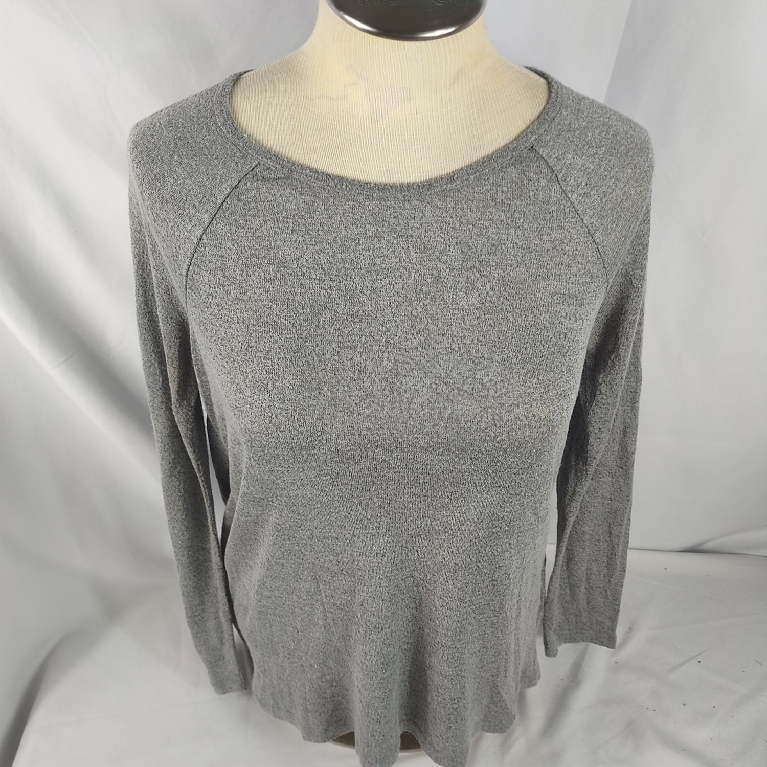 Faded Glory Womens Split Back Tunic Long Sleeve Pullover Top Gray Sz Small