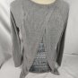 Faded Glory Womens Split Back Tunic Long Sleeve Pullover Top Gray Sz Small
