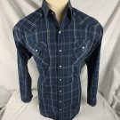ELY Cattleman Pearl Snap Western Shirt Long Sleeve Blue Plaid Size 2X