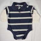 Garanimals Boys Infant Toddler One Piece Long Sleeve Blue Stripe Sz 3-6 Months