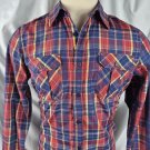 True Rock Men's Slim Fit Red/Blue Plaid Long Sleeve Button Shirt Size Large