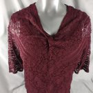 Catherines Top Womens Burgundy Pullover w/Liner 3/4 Sleeve Stretch Crepe Sz 1X