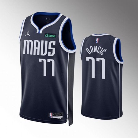 New Dallas Mavericks #77 Luka Doncic Navy Statement Edition Stitched Basketball Jersey S-3XL