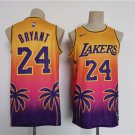 New Los Angeles Lakers #24 Kobe Bryant Yellow Pink Throwback basketball Jersey S-3XL
