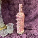 Decorative Wine Bottle Stained Glass Hand Painted Upcycled Shabby Chic Roses