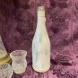 Decorative Wine Bottle Stained Glass Hand Painted Upcycled Flowers Purple Pink