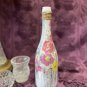 Decorative Wine Bottle Stained Glass Hand Painted Upcycled Spring Flowers