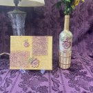 Hand Painted Wine Bottle & Matching Picture Picket Fence & Rose Gold & Wine