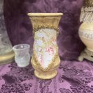 Custom Stained Glass Vase Floral Antiqued Decoupage