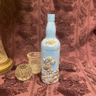 Decorative Wine Bottle Stained Glass Hand Painted Upcycled Ocean Shells