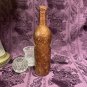 Decorative Wine Bottle Stained Glass Hand Painted Upcycled Bronze Pink Flowers