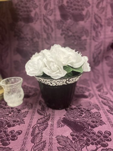Hand Painted Flower Pot Black White