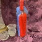 Decorative Wine Bottle Stained Glass Hand Painted Upcycled Red Blue Americana