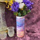 Custom Stained Glass Vase Purple Pink Blue White
