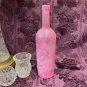 Decorative Wine Bottle Stained Glass Hand Painted Upcycled Pink Green Floral