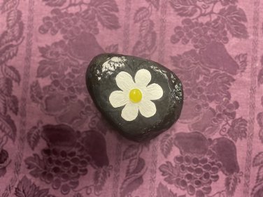 Hand painted rock stone art - Daisy Home Decor Paperweight Art Piece 5lbs