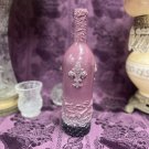 Decorative Wine Bottle Stained Glass Hand Painted Upcycled Wine Gray Black