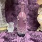 Decorative Wine Bottle Stained Glass Hand Painted Upcycled Wine Gray Black