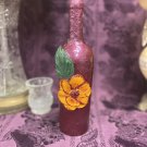 Decorative Wine Bottle Stained Glass Hand Painted Upcycled Sunflower Wine