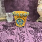Hand Painted Terracotta Flower Pot Yellow Blue