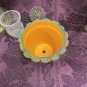 Hand Painted Terracotta Flower Pot Yellow Blue