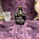 Decorative Crown Royal Bottle Stained Glass Hand Painted Upcycled Black Metallic