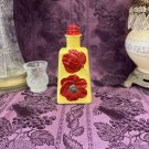 Decorative Bottle Stained Glass Hand Painted Upcycled Yellow Red Sunflower