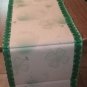 St Patricks Day Table Runner 13x72 Inches, Green Shamrocks Hats Spring Holiday