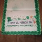 St Patricks Day Table Runner 13x72 Inches, Green Shamrocks Hats Spring Holiday