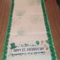 St Patricks Day Table Runner 13x72 Inches, Green Shamrocks Hats Spring Holiday