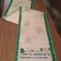 St Patricks Day Table Runner 13x72 Inches, Green Shamrocks Hats Spring Holiday