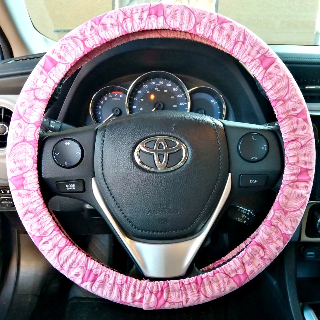 Barbie Pink Steering Wheel Cover Cotton Fabric Car Accessory