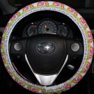 Steering Wheel Cover Hello Kitty Rainbows Blue Sky Cotton Fabric Car Accessory