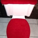 Toilet Bathroom Seat Cover and Tank Set Solid Red Fleece Fabric Toilet Bathroom Seat Cover and Tank Set Solid Red Fleece Fabric