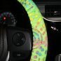 Car Steering Wheel Cover Multicolor Spirals Psychedelic Hippie Cotton Fabric
