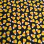Halloween Candy Corn On Black Cotton Fabric ELONGATED Toilet Seat Lid Cover